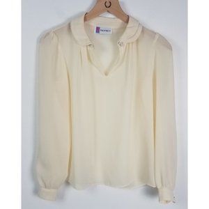 Vintage Prophecy Women's Sz. S Ivory Sheer Puff/Long Sleeve Blouse